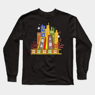 colourful buildings, indian style, phad painting, handmade Long Sleeve T-Shirt